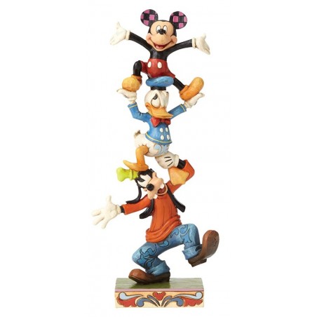 DISNEY TRADITIONS PIPPO PAPERINO E TOPOLINO IN COLONNA STATUA FIGURE