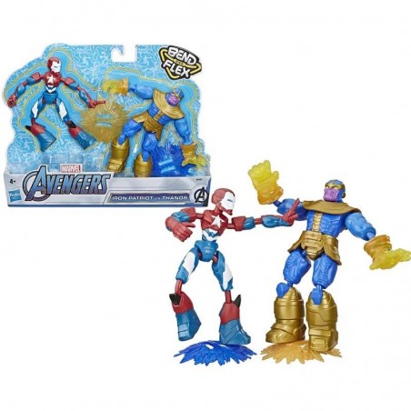 MARVEL AVENGERS BEND AND FLEX IRON PATRIOT VS THANOS ACTION FIGURES