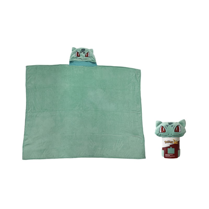 POKEMON BULBASAUR COPERTA PILE CON CAPPUCCIO 120X150CM LYO