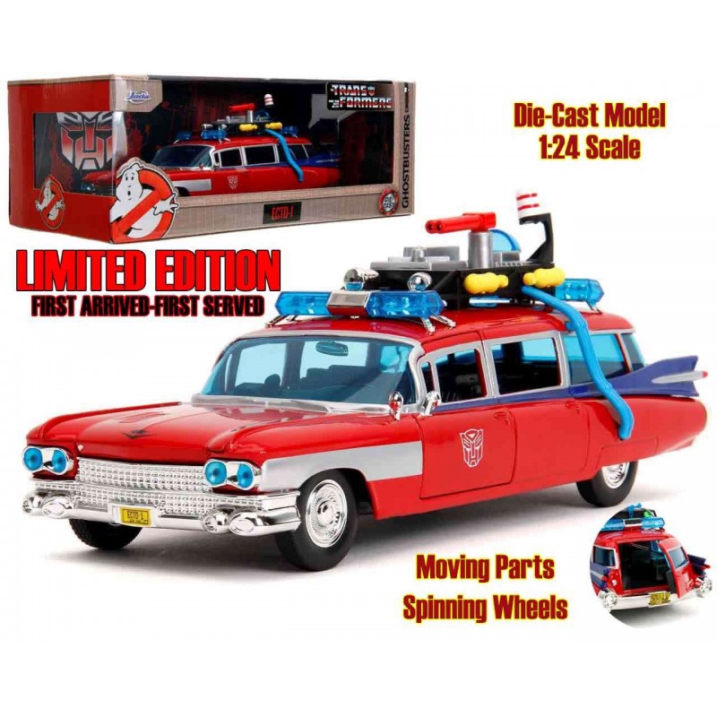 GHOSTBUSTERS X TRANSFORMERS - DIE CAST METAL OPTIMUS PRIME ECTO-1 MODEL 1/24 JADA TOYS