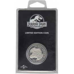 JURASSIC PARK T-REX SILVER EDITION 25TH ANNIVERSARY LIMITED EDITION COIN MONETA DA COLLEZIONE FANATTIK