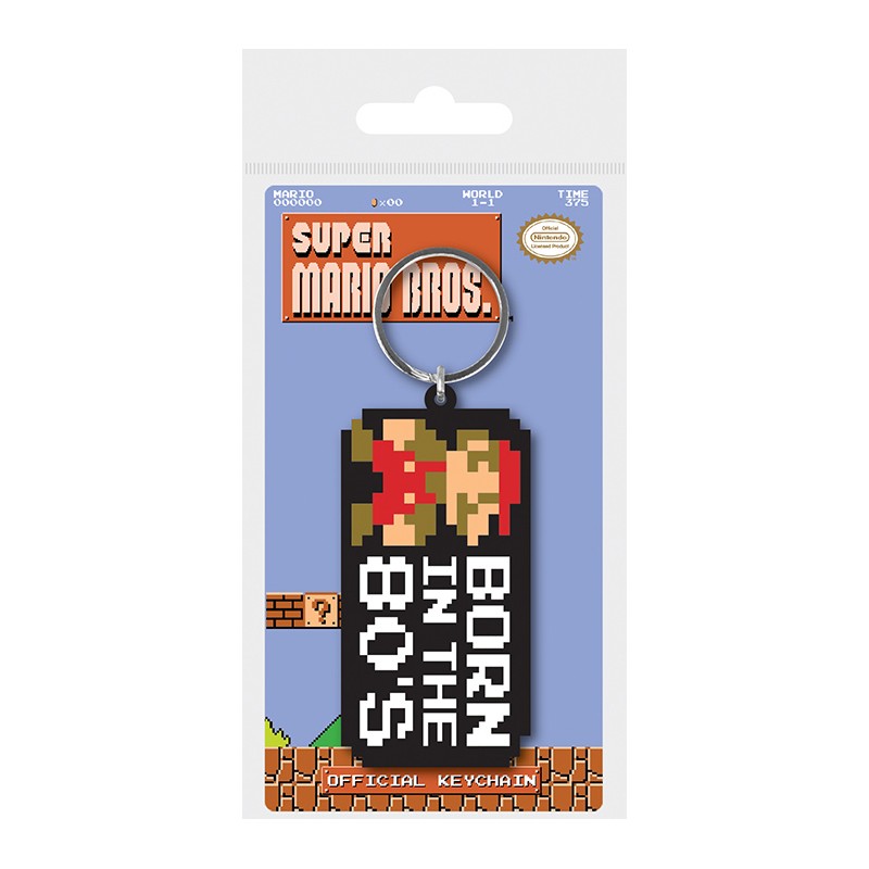 PYRAMID INTERNATIONAL SUPER MARIO BROS BORN IN THE '80S RUBBER KEYCHAIN