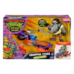 PLAYMATES TOYS TEENAGE MUTANT NINJA TURTLES MUTANT MAYHEM CHOPPER CYCLE WITH ROCKSTEADY ACTION FIGURE