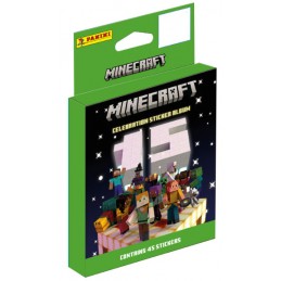 PANINI MINECRAFT 15TH CELEBRATION STICKER ALBUM ECOBLISTER 5 ENVELOPES 45 STICKERS