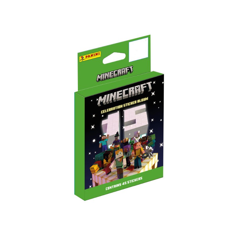 PANINI MINECRAFT 15TH CELEBRATION STICKER ALBUM ECOBLISTER 5 ENVELOPES 45 STICKERS