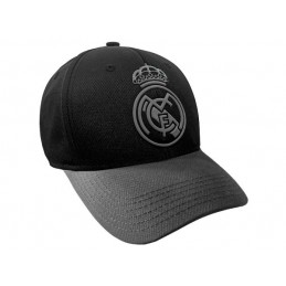 REAL MADRID UFFICIALE LOGO GRIGIO CAPPELLO NERO BASEBALL CAP