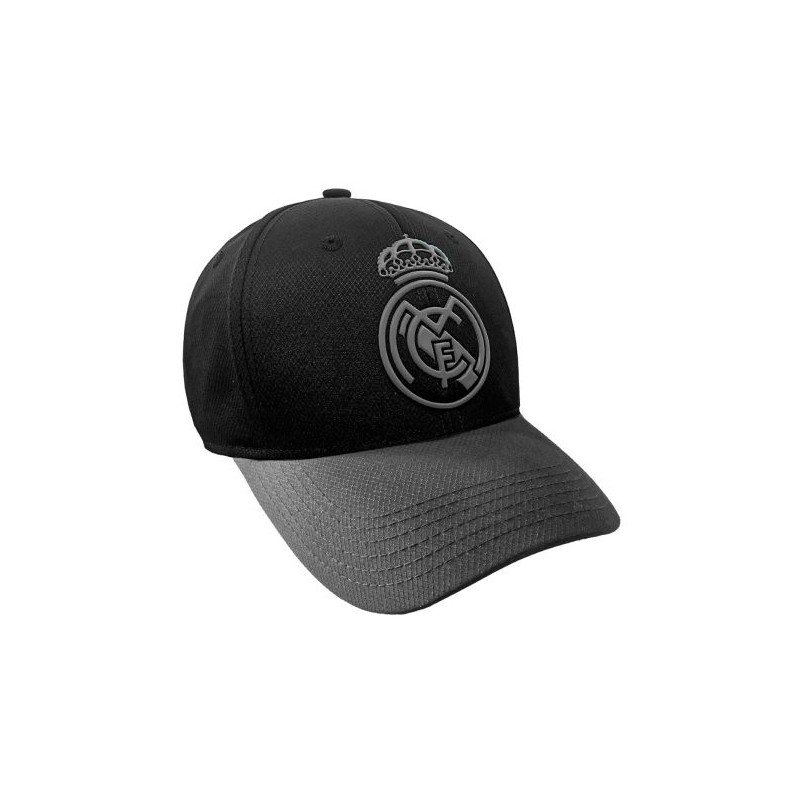 REAL MADRID UFFICIALE LOGO GRIGIO CAPPELLO NERO BASEBALL CAP