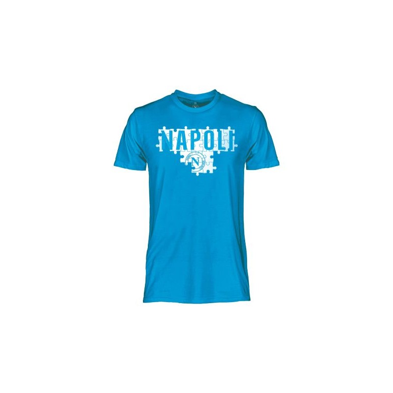 T SHIRT OFFICIAL SSC NAPOLI PUZZLE SKY BLUE