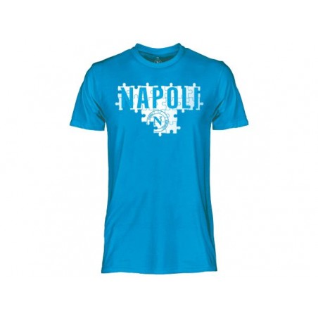 T SHIRT OFFICIAL SSC NAPOLI PUZZLE SKY BLUE