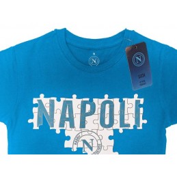 T SHIRT OFFICIAL SSC NAPOLI PUZZLE SKY BLUE