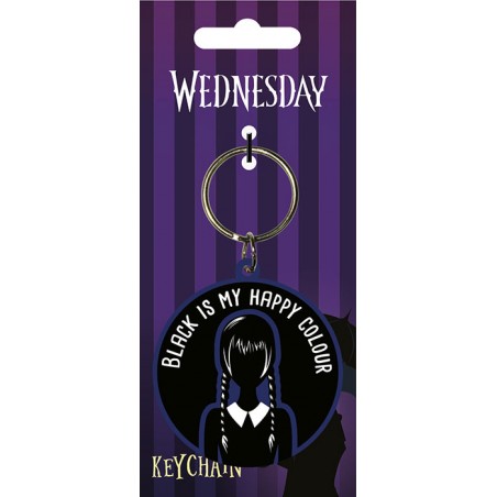 WEDNESDAY BLACK IS MY HAPPY COLOUR RUBBER KEYCHAIN