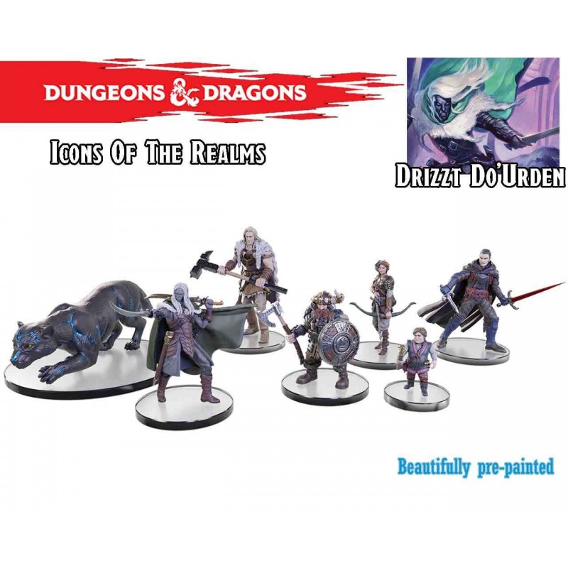 WIZKIDS ICONS OF THE REALMS LEGEND OF DRIZZT 35TH TABLETOP COMPANIONS SET 7X MINIATURES