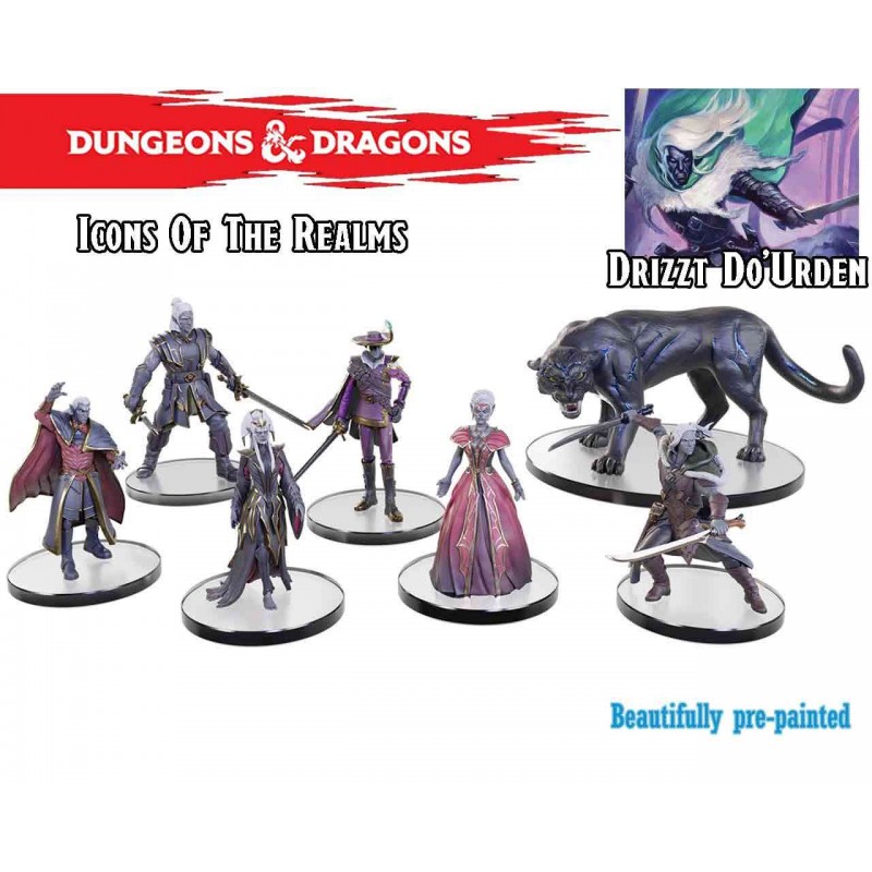 ICONS OF THE REALMS LEGEND OF DRIZZT 35TH FAMILY AND FOES SET 7X MINIATURE WIZKIDS