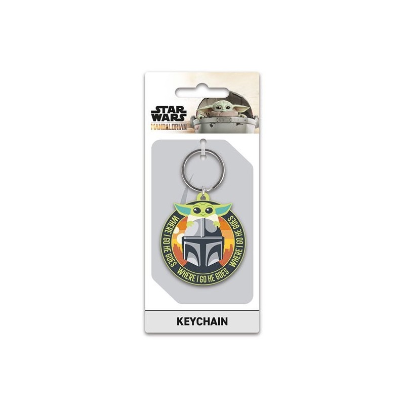 PYRAMID INTERNATIONAL STAR WARS THE MANDALORIAN WHERE I GO HE GOES KEYCHAIN KEYRING