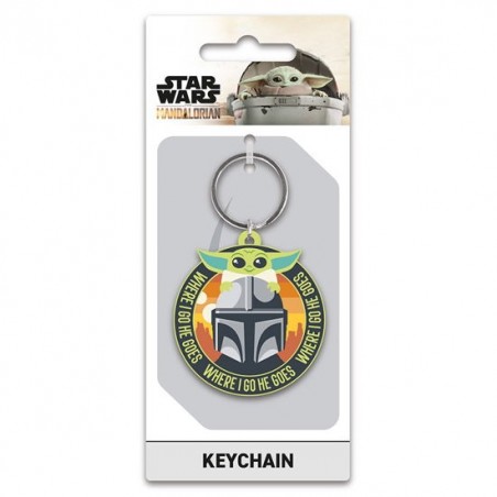 STAR WARS THE MANDALORIAN WHERE I GO HE GOES KEYCHAIN KEYRING