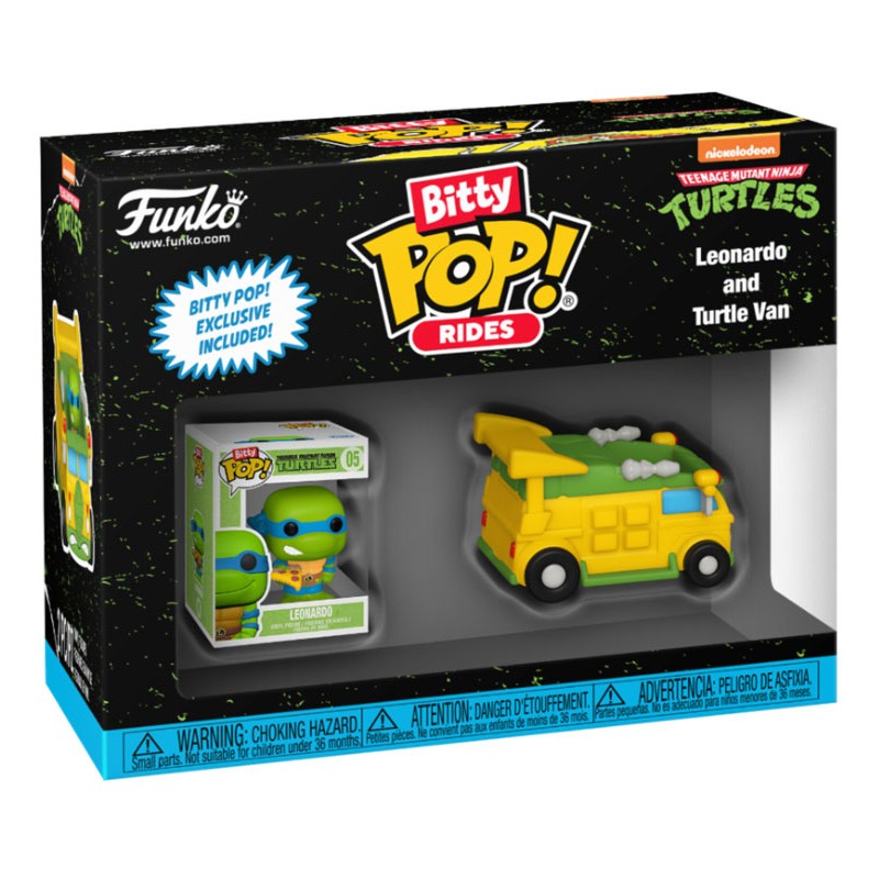 FUNKO BITTY POP! RIDES TEENAGE MUTANT NINJA TURTLES LEONARDO E TURTLE VAN VINYL MINI FIGURE FUNKO