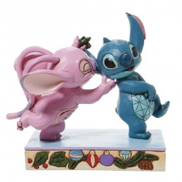 ENESCO LILO AND STITCH ANGEL AND STITCH UNDER THE MISTLETOE STATUE FIGURE