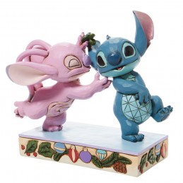 ENESCO LILO AND STITCH ANGEL AND STITCH UNDER THE MISTLETOE STATUE FIGURE