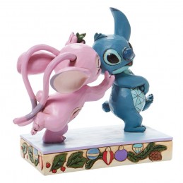 ENESCO LILO AND STITCH ANGEL AND STITCH UNDER THE MISTLETOE STATUE FIGURE