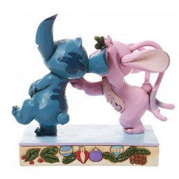 ENESCO LILO AND STITCH ANGEL AND STITCH UNDER THE MISTLETOE STATUE FIGURE