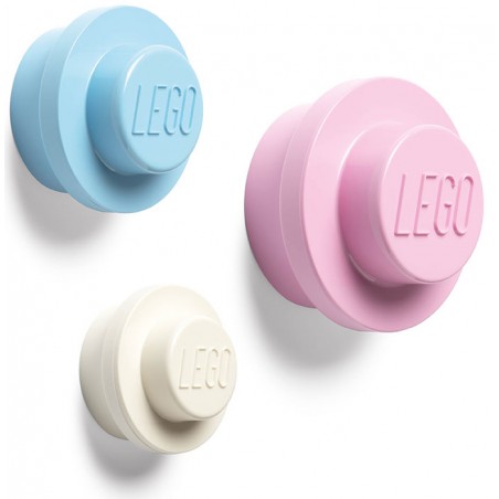 LEGO WALL HANGER SET PINK BLUE WHITE