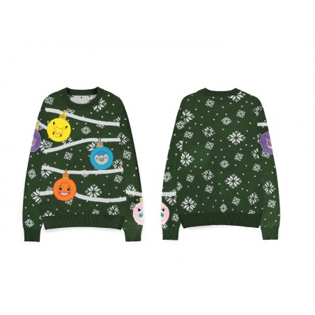 SWEATSHIRT POKEMON XMAS BALLS HOLIDAYS L SIZE