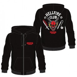 DIFUZED ZIP HOODIE STRANGER THINGS HELLFIRE CLUB BLACK L SIZE