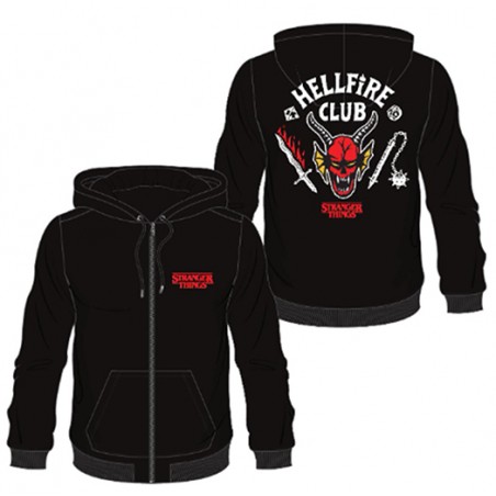 ZIP HOODIE STRANGER THINGS HELLFIRE CLUB BLACK L SIZE