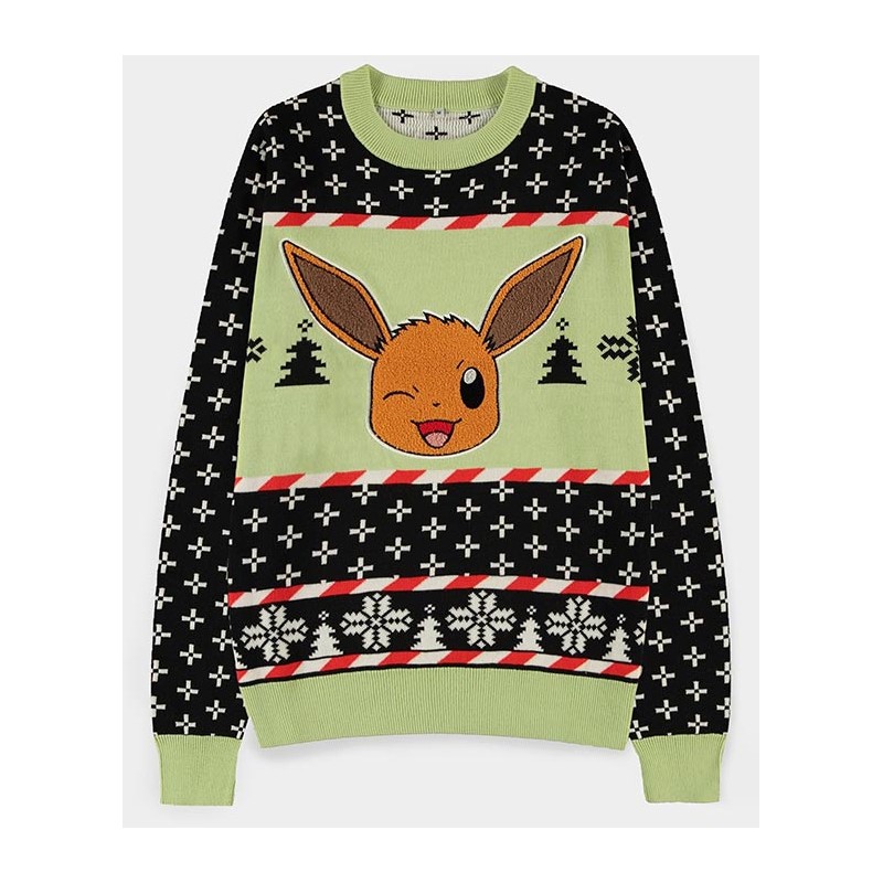 MAGLIONE POKEMON NATALE EEVEE FACE TAGLIA L DIFUZED