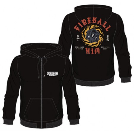 ZIP HOODIE STRANGER THINGS HELLFIRE CLUB FIREBALL L SIZE