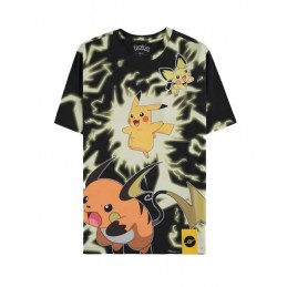 DIFUZED T-SHIRT POKEMON PIKACHU EVOLUTION LIGHTNING L SIZE