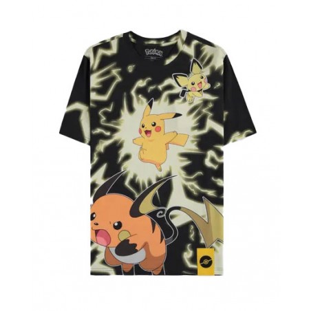 T-SHIRT POKEMON PIKACHU EVOLUTION LIGHTNING L SIZE