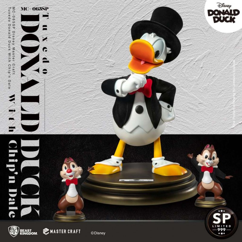 BEAST KINGDOM TUXEDO DONALD DUCK AND CHIP & DALE MASTER CRAFT PLATINUM VER. STATUE 40CM RESIN FIGURE