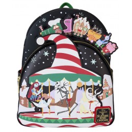 LOUNGEFLY THE NIGHTMARE BEFORE CHRISTMAS TOWN LOUNGEFLY MINI BACKPACK GLOW IN THE DARK