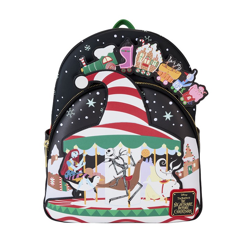 LOUNGEFLY THE NIGHTMARE BEFORE CHRISTMAS TOWN LOUNGEFLY MINI BACKPACK GLOW IN THE DARK