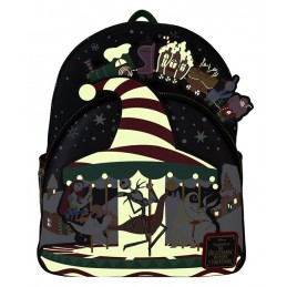 LOUNGEFLY THE NIGHTMARE BEFORE CHRISTMAS TOWN LOUNGEFLY MINI BACKPACK GLOW IN THE DARK