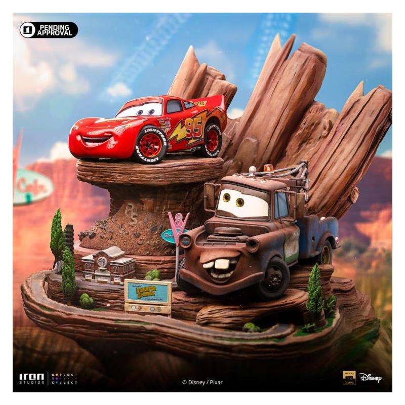 CARS LIGHTNING MCQUEEN AND TOW MATER BDS ART SCALE DELUXE 1/10 STATUA FIGURE IRON STUDIOS