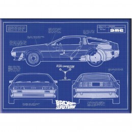 AQUARIUS ENT BACK TO THE FUTURE DELOREAN BLUEPRINT MAGNET