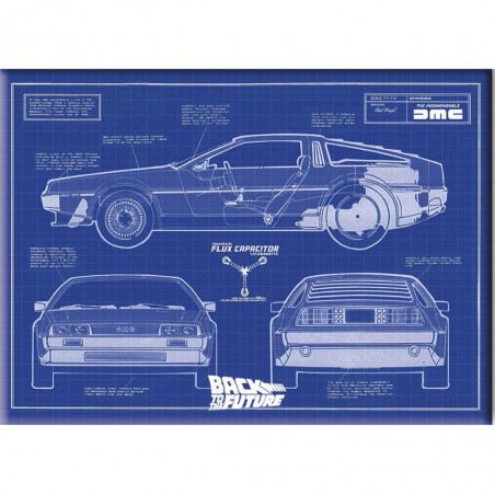 BACK TO THE FUTURE DELOREAN BLUEPRINT MAGNET