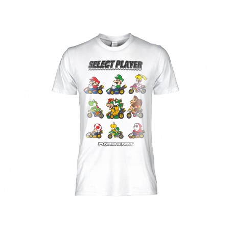 MAGLIA T SHIRT NINTENDO SUPER MARIO KART SELECT PLAYER