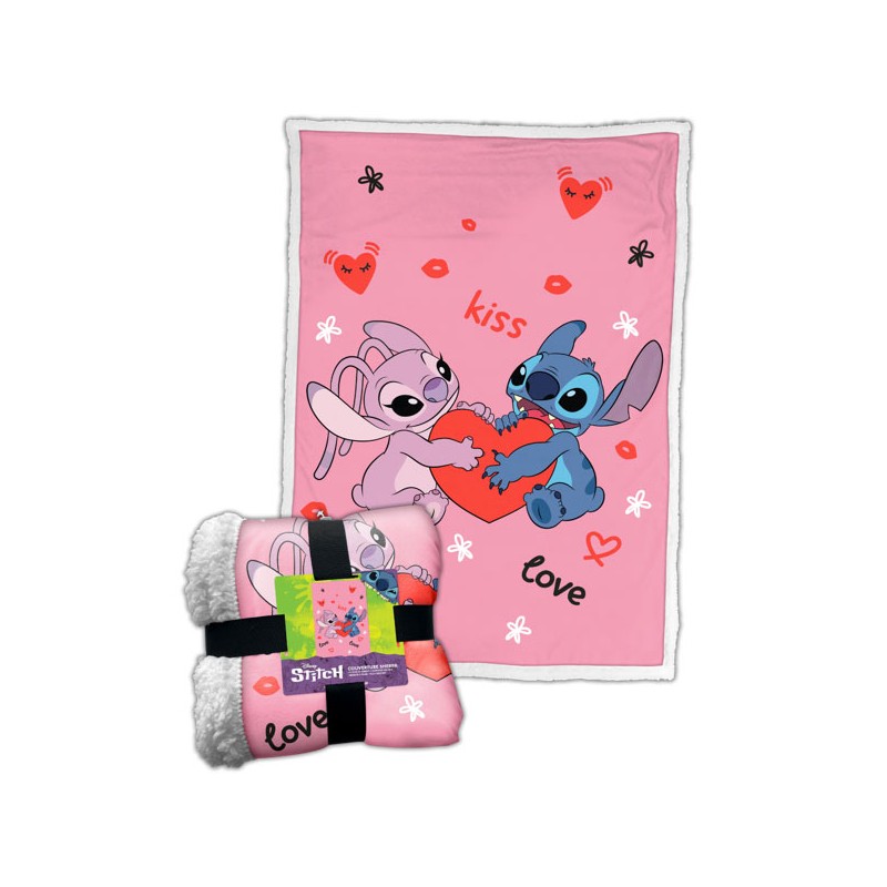 LYO DISNEY STITCH LOVE FLEECE SHERPA BLANKET 100X150CM