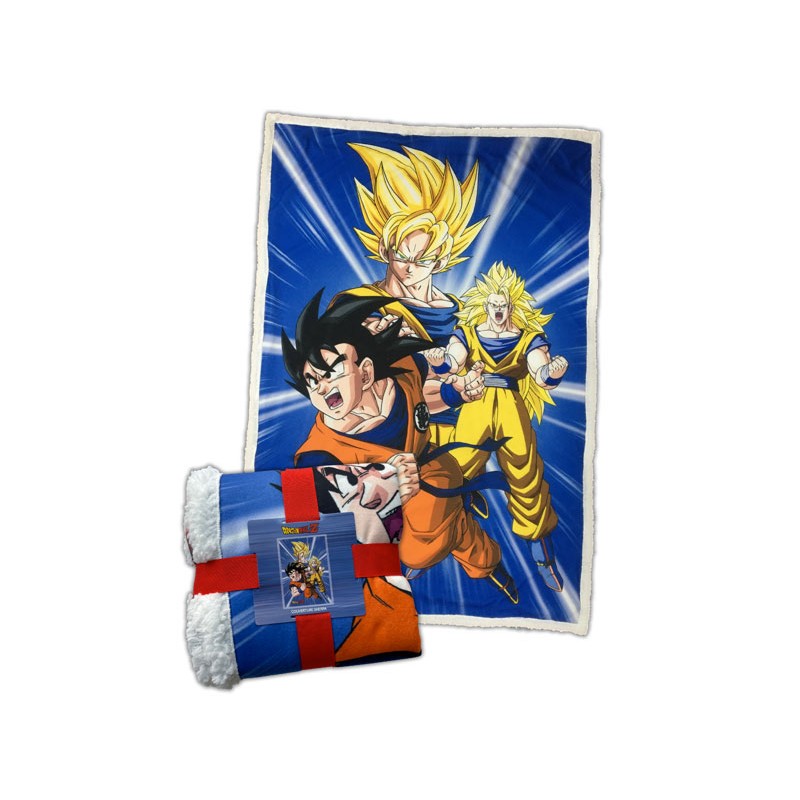 DRAGON BALL Z GOKU TRANSFORMATIONS COPERTA IN PILE SHERPA 100X150CM LYO