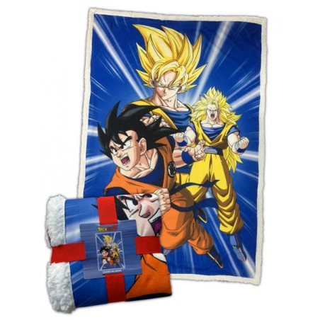 DRAGON BALL Z GOKU TRANSFORMATIONS COPERTA IN PILE SHERPA 100X150CM