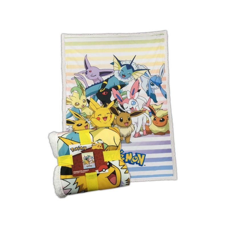 LYO POKEMON PIKACHU AND EEVEE EVOLUTIONS FLEECE SHERPA BLANKET 100X150CM