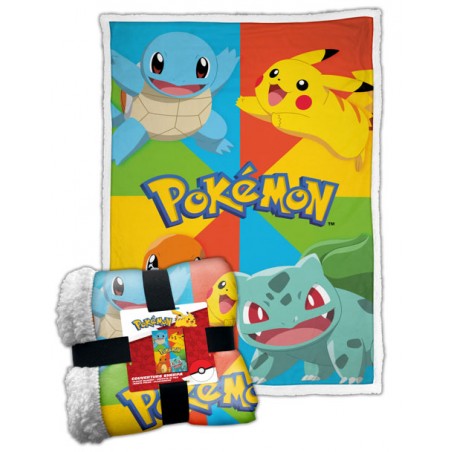 POKEMON STARTERS FLEECE SHERPA BLANKET 100X150CM