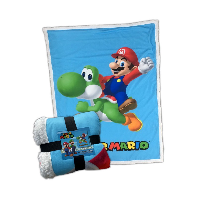 LYO SUPER MARIO AND YOSHI FLEECE SHERPA BLANKET 100X150CM