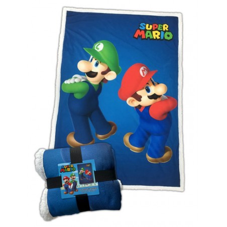 SUPER MARIO AND LUIGI FLEECE SHERPA BLANKET 100X150CM