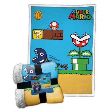 SUPER MARIO VINTAGE LEVEL FLEECE SHERPA BLANKET 100X150CM