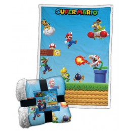 SUPER MARIO LEVEL E PERSONAGGI COPERTA IN PILE SHERPA 100X150CM LYO