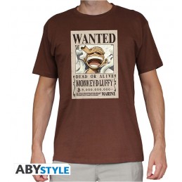 MAGLIA T-SHIRT WANTED MONKEY D. LUFFY GEAR 5 CHOCO TAGLIA L ABYSTYLE